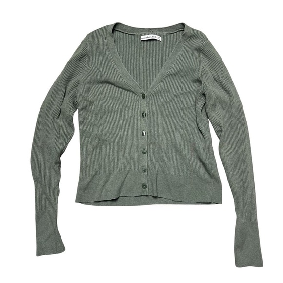 Abercrombie & Fitch Sweaters - Abercrombie And Fitch Ribbed Cardigan Sweater Green Heritage Size Medium